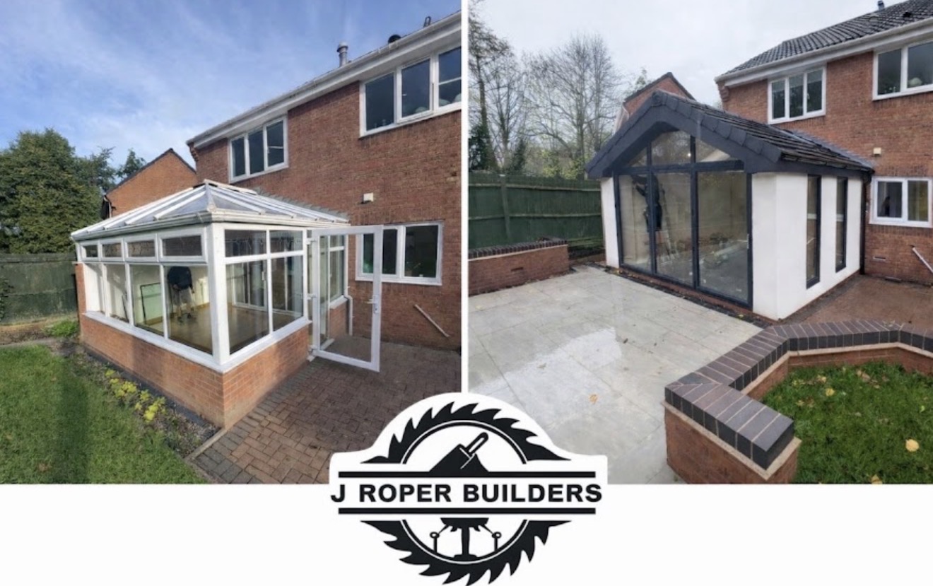 Before and after conservatory transformation by J Roper Builders